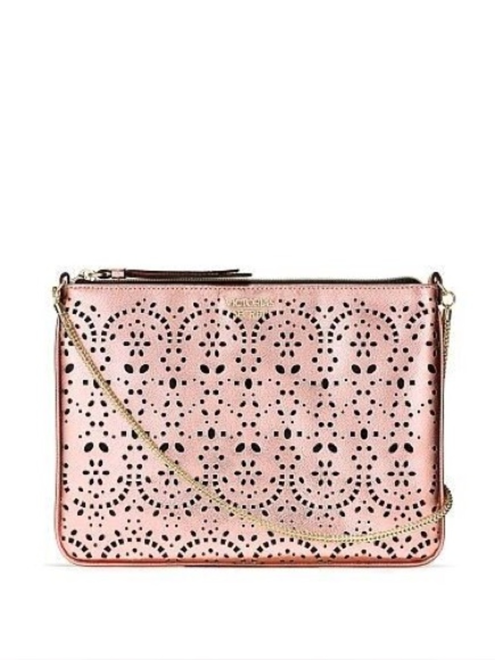Victoria’s Secret rose gold laser cut crossbody bag